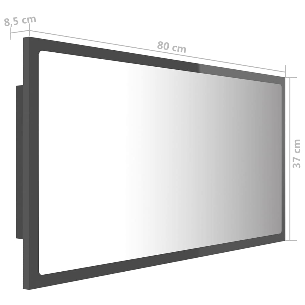 Καθρέφτης Μπάνιου με LED Γυαλ. Γκρι 80x8,5x37 εκ. Ακρυλικός - Pakobazaar