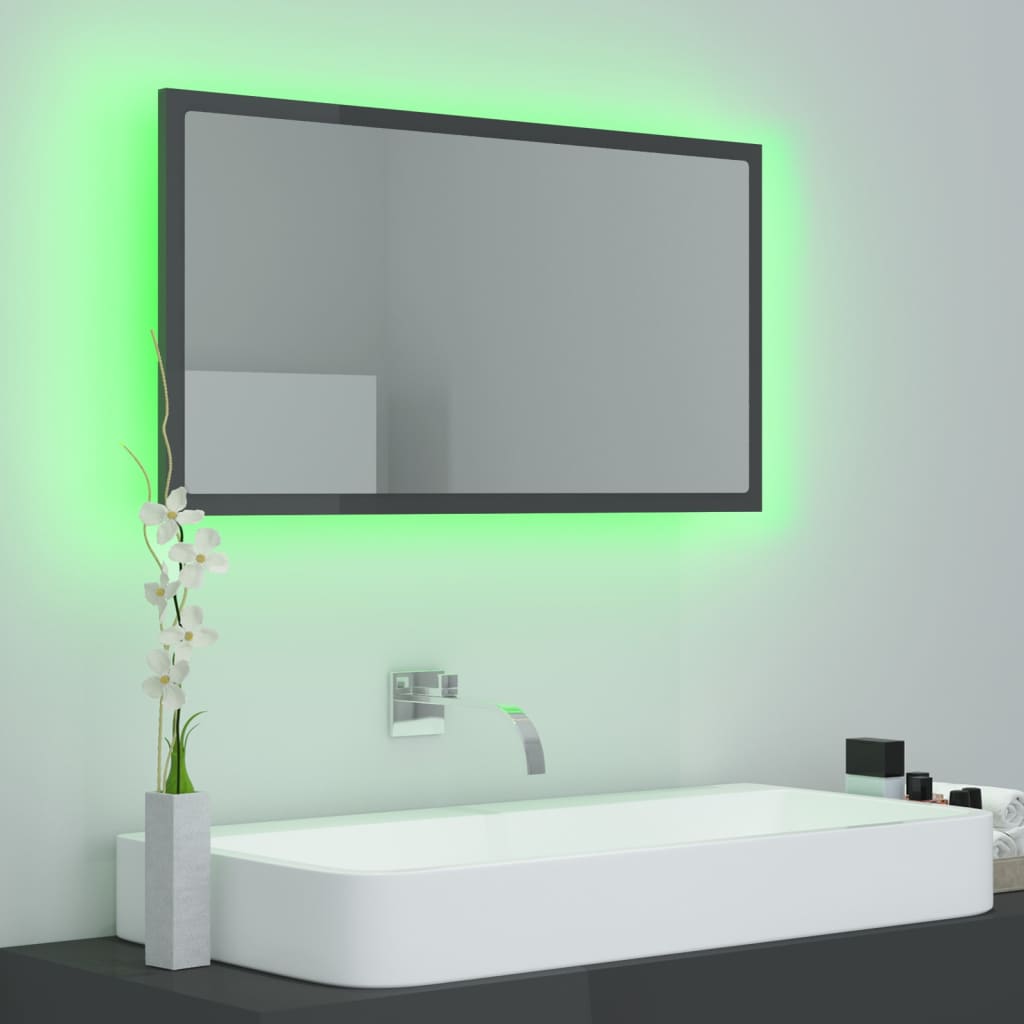 Καθρέφτης Μπάνιου με LED Γυαλ. Γκρι 80x8,5x37 εκ. Ακρυλικός - Pakobazaar