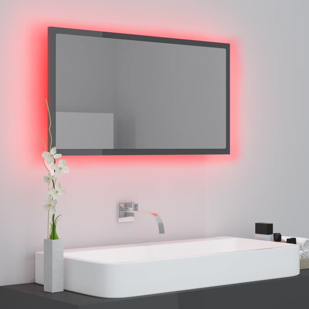 Καθρέφτης Μπάνιου με LED Γυαλ. Γκρι 80x8,5x37 εκ. Ακρυλικός - Pakobazaar