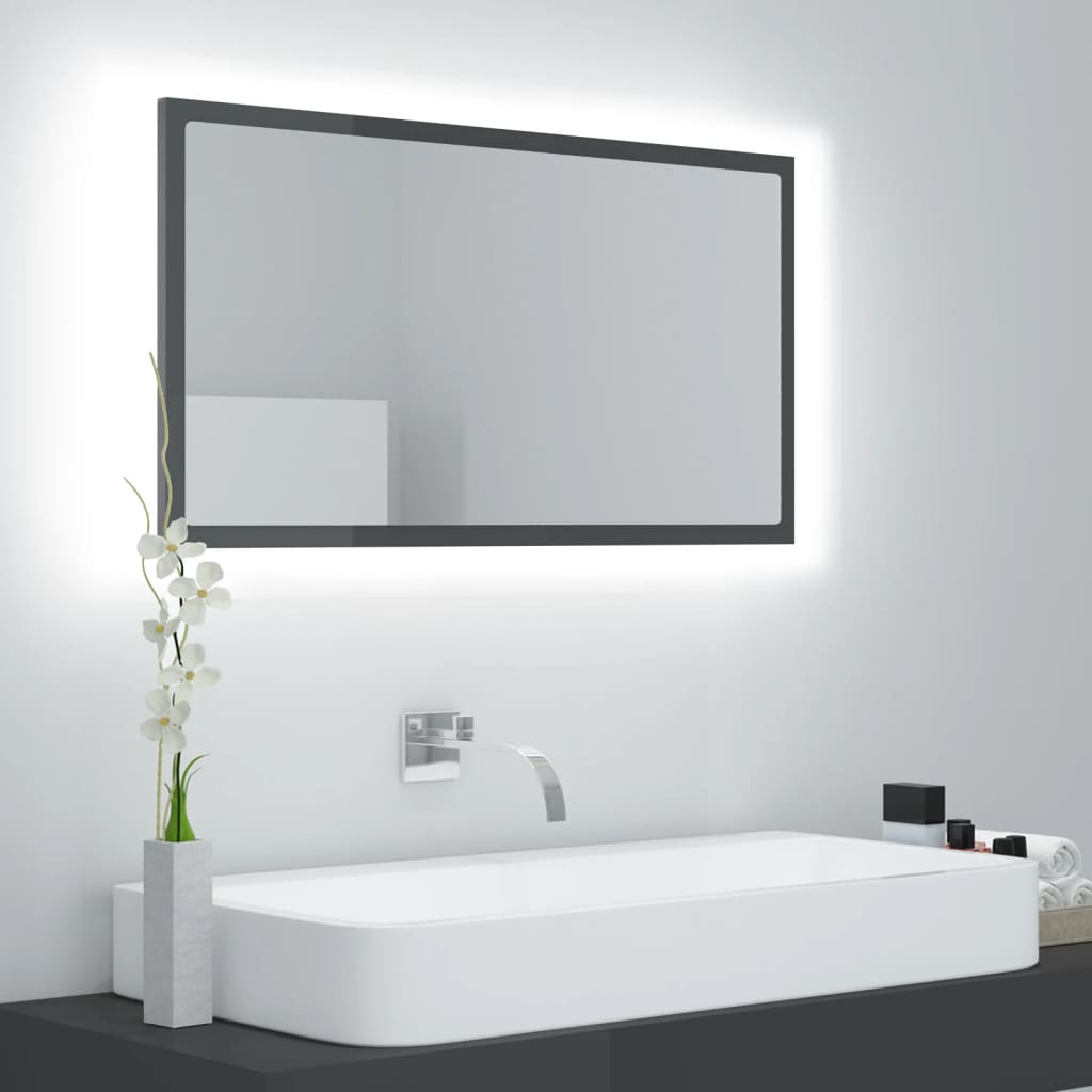 Καθρέφτης Μπάνιου με LED Γυαλ. Γκρι 80x8,5x37 εκ. Ακρυλικός - Pakobazaar
