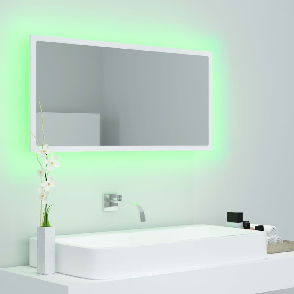 Καθρέφτης Μπάνιου με LED Λευκός 90 x 8,5 x 37 εκ. Ακρυλικός - Pakobazaar