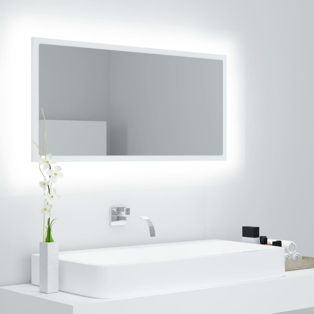 Καθρέφτης Μπάνιου με LED Λευκός 90 x 8,5 x 37 εκ. Ακρυλικός - Pakobazaar