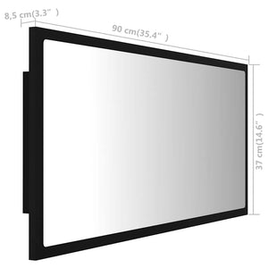 Καθρέφτης Μπάνιου με LED Μαύρος 90x8,5x37 εκ. Ακρυλικός