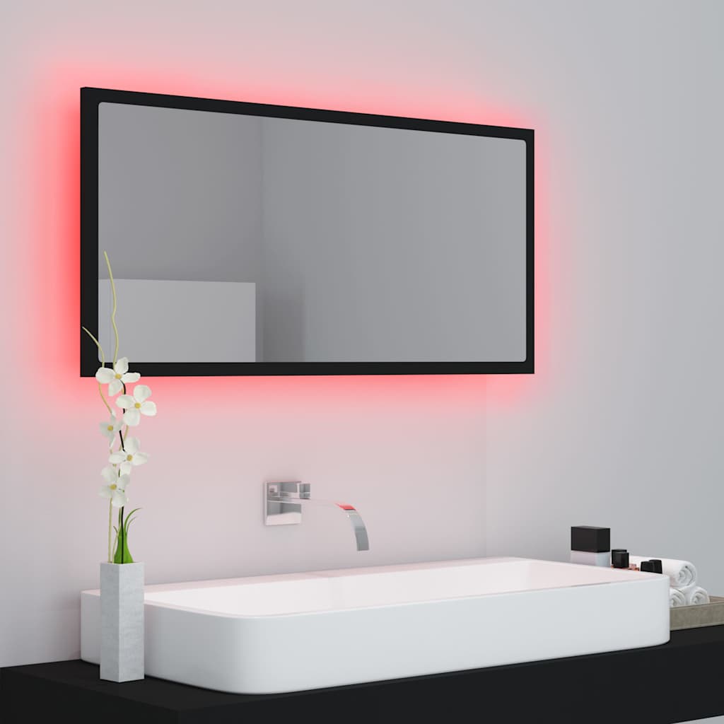 Καθρέφτης Μπάνιου με LED Μαύρος 90x8,5x37 εκ. Ακρυλικός