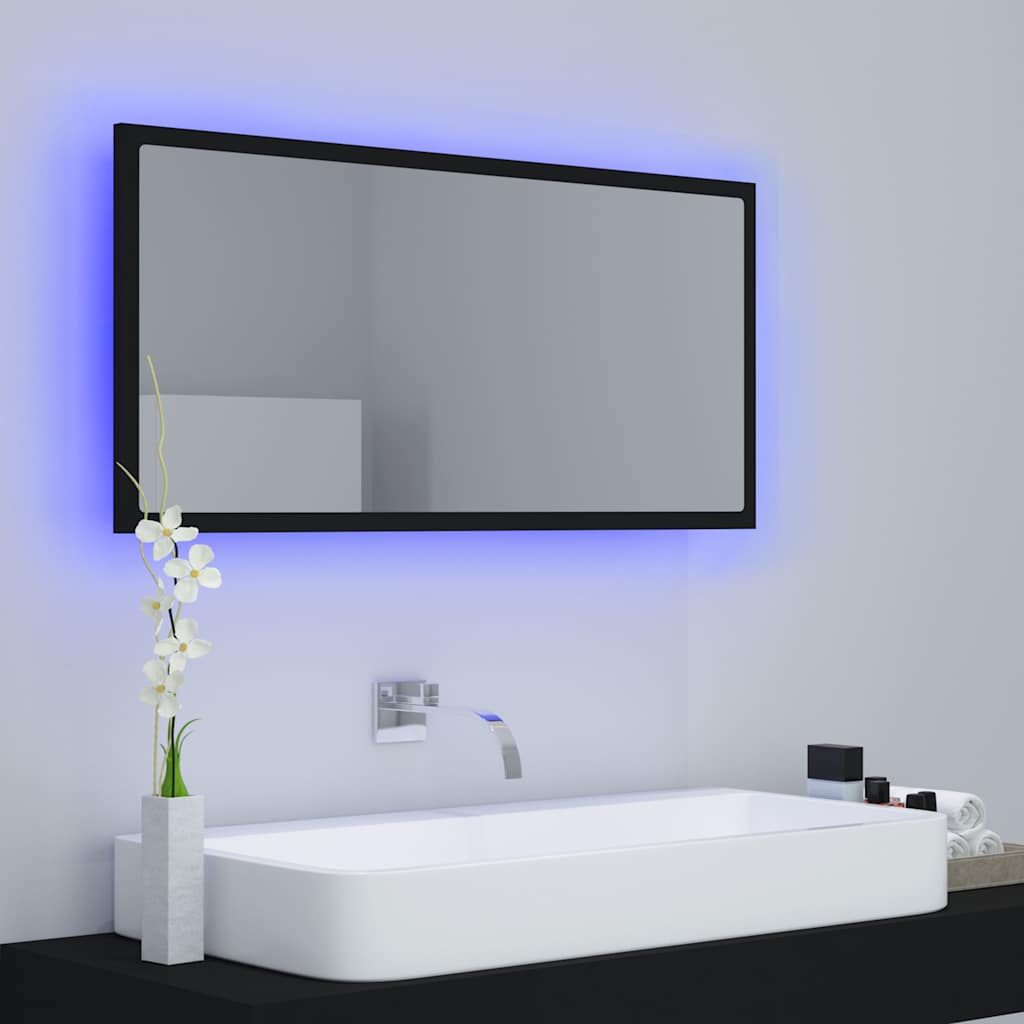 Καθρέφτης Μπάνιου με LED Μαύρος 90x8,5x37 εκ. Ακρυλικός