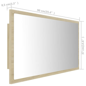 Καθρέφτης Μπάνιου με LED Sonoma Δρυς 90x8,5x37 εκ. Ακρυλικός - Pakobazaar
