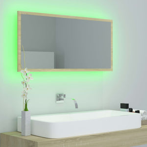 Καθρέφτης Μπάνιου με LED Sonoma Δρυς 90x8,5x37 εκ. Ακρυλικός - Pakobazaar