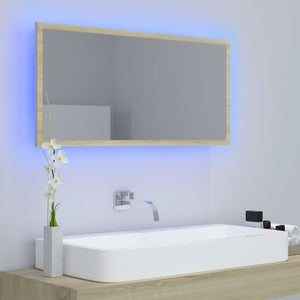 Καθρέφτης Μπάνιου με LED Sonoma Δρυς 90x8,5x37 εκ. Ακρυλικός - Pakobazaar