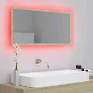 Καθρέφτης Μπάνιου με LED Sonoma Δρυς 90x8,5x37 εκ. Ακρυλικός - Pakobazaar