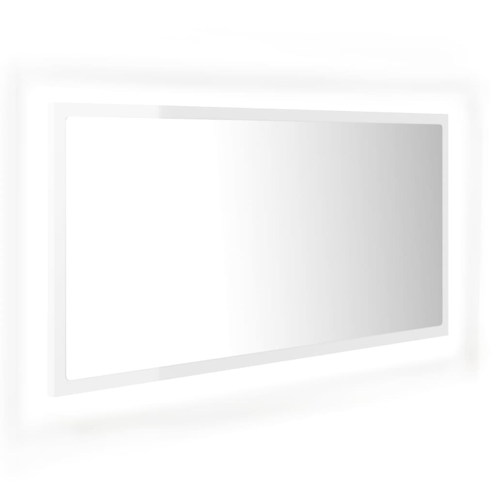 Καθρέφτης Μπάνιου με LED Γυαλ. Λευκό 90x8,5x37εκ. Ακρυλικός - Pakobazaar