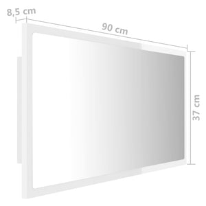 Καθρέφτης Μπάνιου με LED Γυαλ. Λευκό 90x8,5x37εκ. Ακρυλικός - Pakobazaar