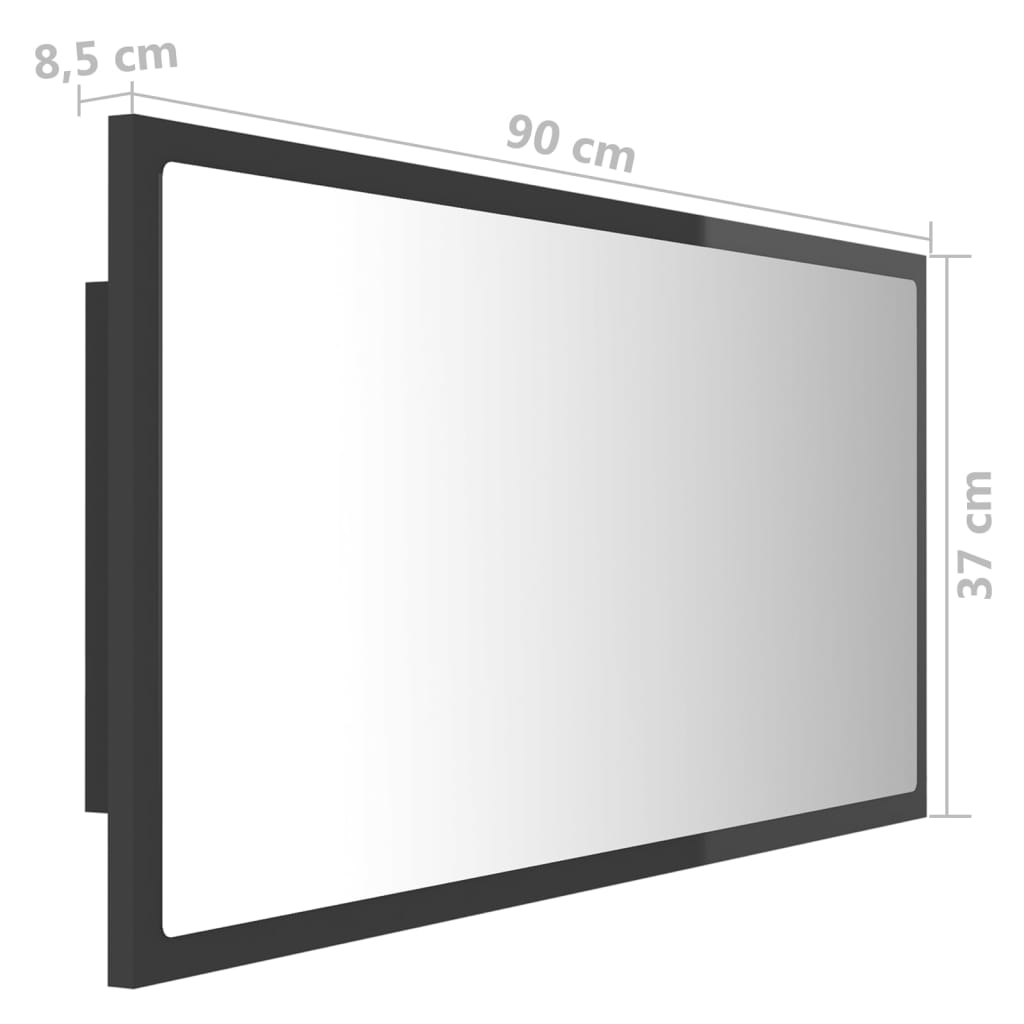 Καθρέφτης Μπάνιου με LED Γυαλ. Γκρι 90x8,5x37 εκ. Ακρυλικός - Pakobazaar
