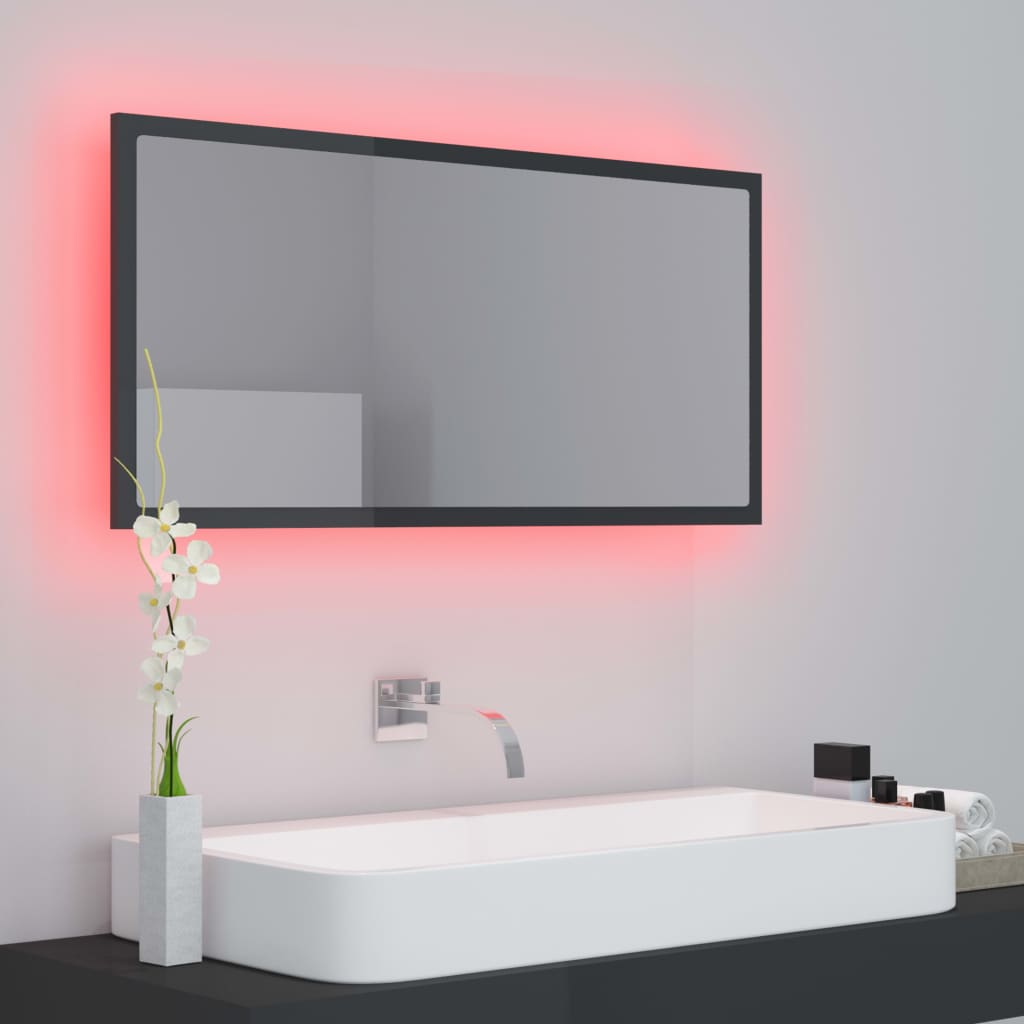 Καθρέφτης Μπάνιου με LED Γυαλ. Γκρι 90x8,5x37 εκ. Ακρυλικός - Pakobazaar