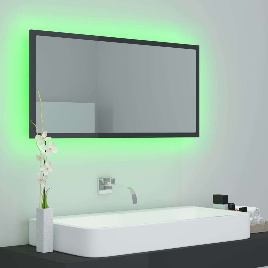 Καθρέφτης Μπάνιου με LED Γυαλ. Γκρι 90x8,5x37 εκ. Ακρυλικός - Pakobazaar