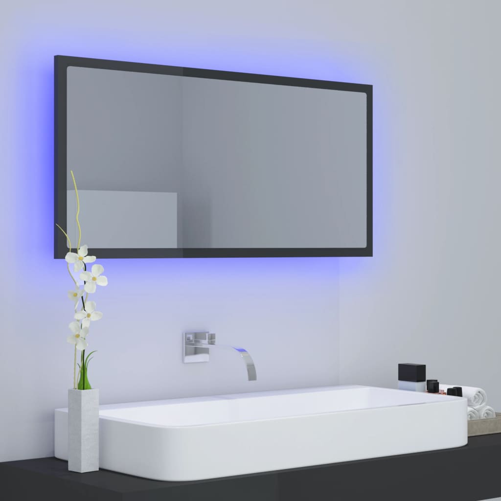Καθρέφτης Μπάνιου με LED Γυαλ. Γκρι 90x8,5x37 εκ. Ακρυλικός - Pakobazaar