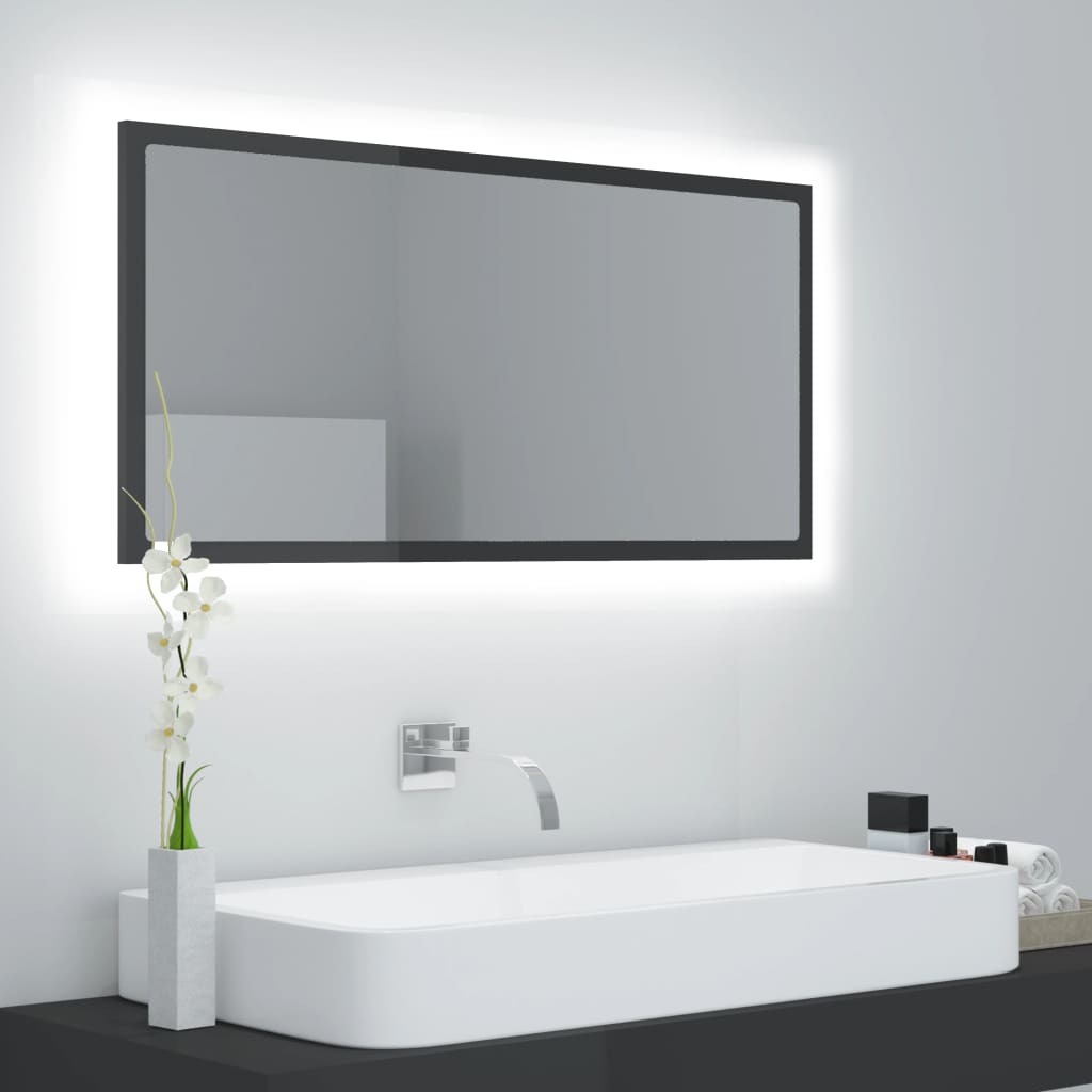 Καθρέφτης Μπάνιου με LED Γυαλ. Γκρι 90x8,5x37 εκ. Ακρυλικός - Pakobazaar