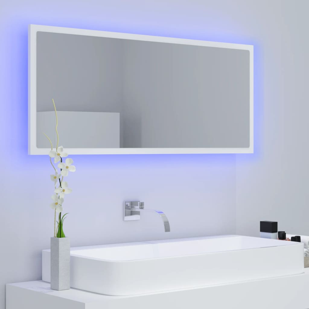 Καθρέφτης Μπάνιου με LED Λευκός 100x8,5x37 εκ. Ακρυλικός - Pakobazaar