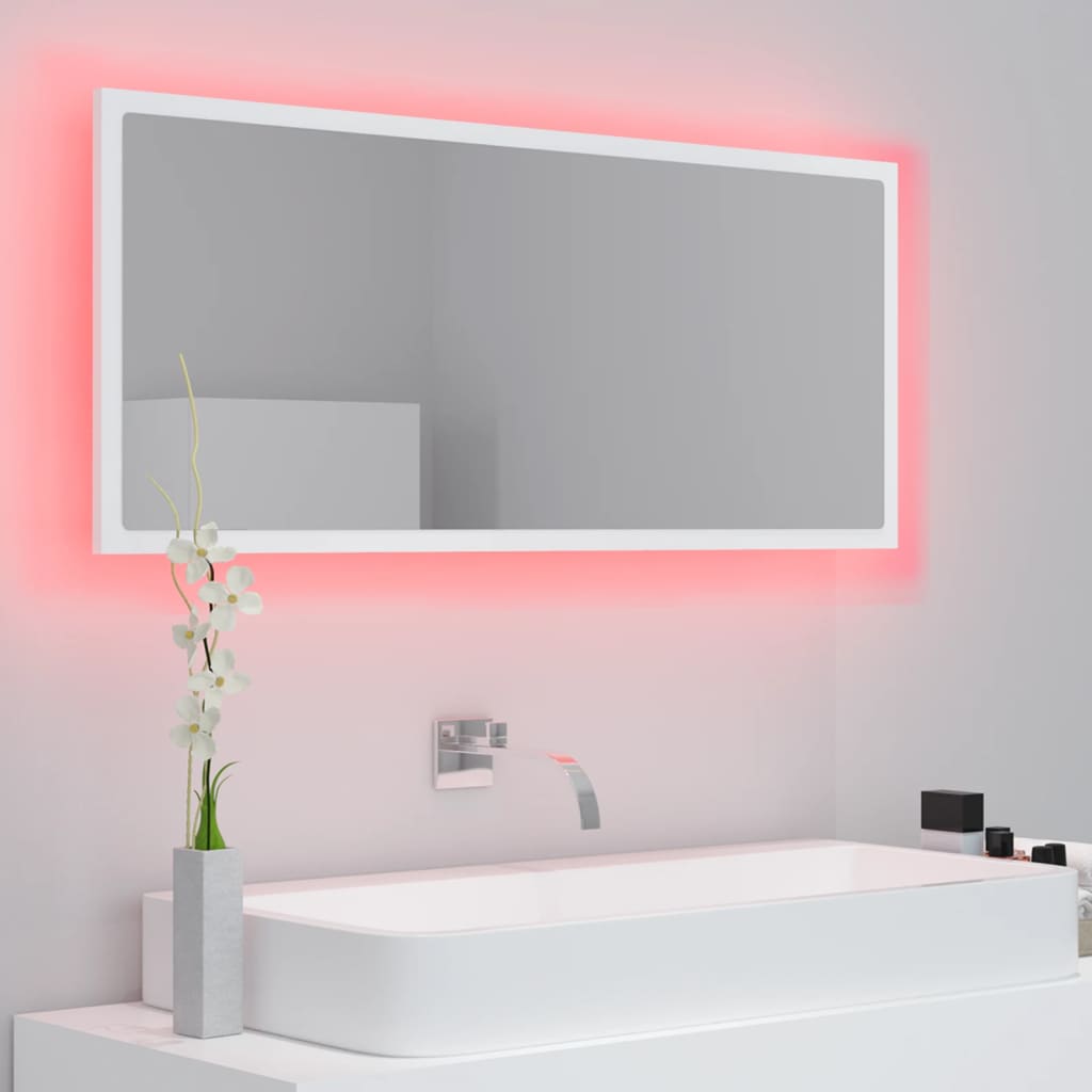 Καθρέφτης Μπάνιου με LED Λευκός 100x8,5x37 εκ. Ακρυλικός - Pakobazaar