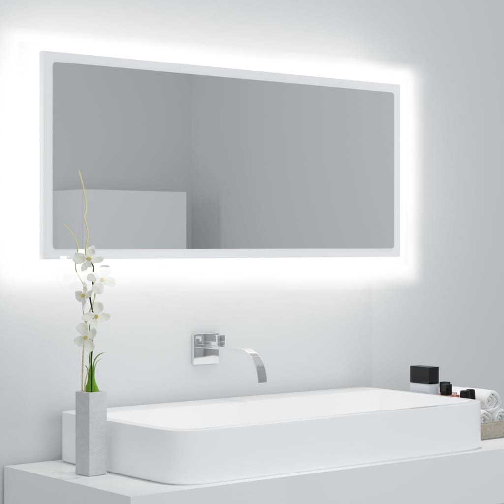 Καθρέφτης Μπάνιου με LED Λευκός 100x8,5x37 εκ. Ακρυλικός - Pakobazaar