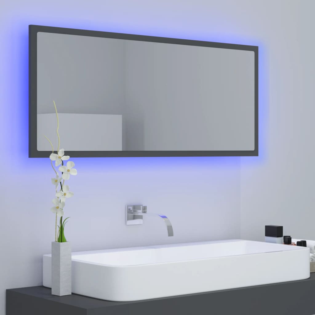 Καθρέφτης Μπάνιου με LED Γκρι 100x8,5x37 εκ. από Ακρυλικός - Pakobazaar