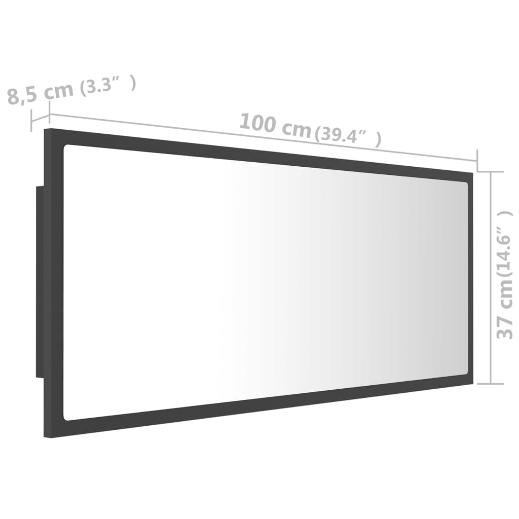 Καθρέφτης Μπάνιου με LED Γκρι 100x8,5x37 εκ. από Ακρυλικός - Pakobazaar