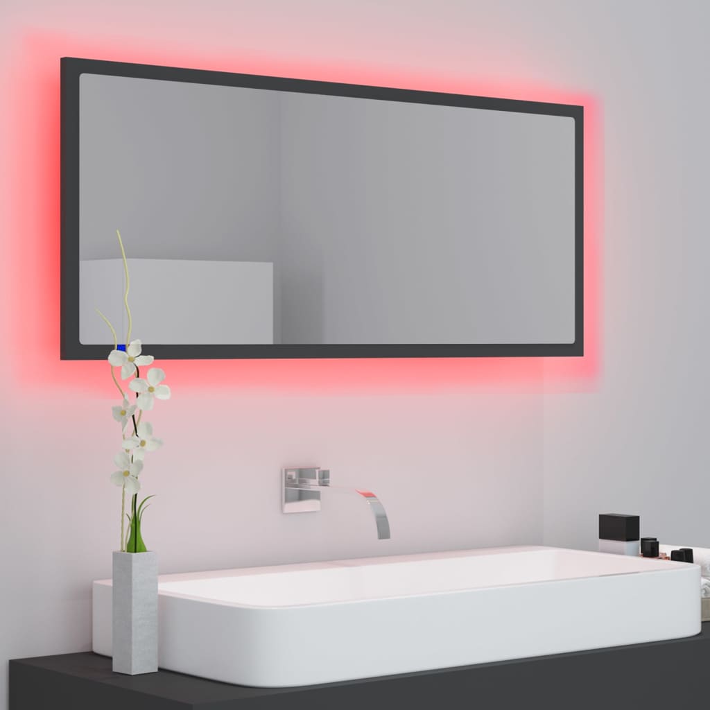 Καθρέφτης Μπάνιου με LED Γκρι 100x8,5x37 εκ. από Ακρυλικός - Pakobazaar