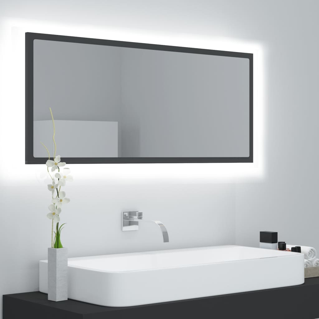 Καθρέφτης Μπάνιου με LED Γκρι 100x8,5x37 εκ. από Ακρυλικός - Pakobazaar