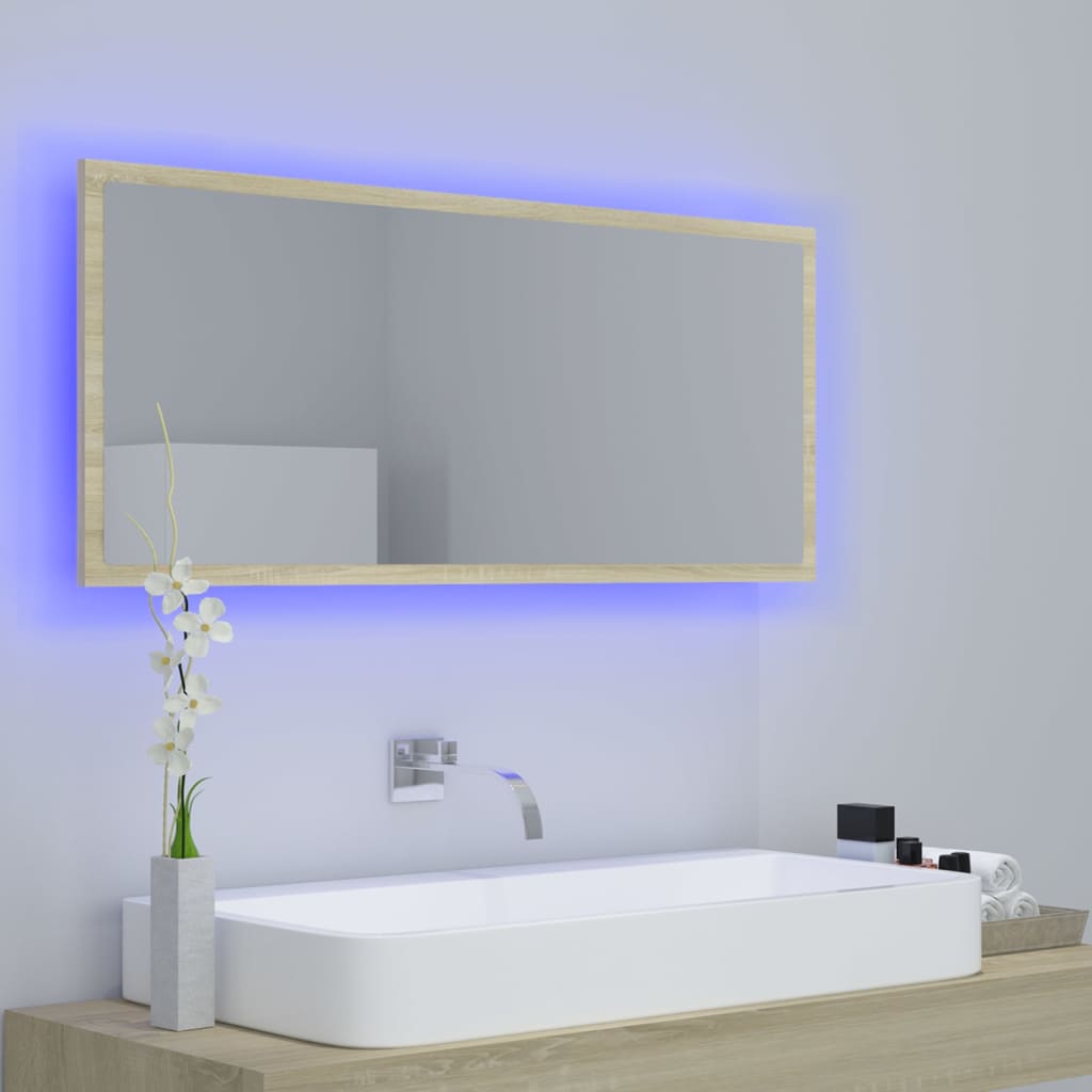 Καθρέφτης Μπάνιου με LED Sonoma Δρυς 100x8,5x37 εκ. Ακρυλικός - Pakobazaar