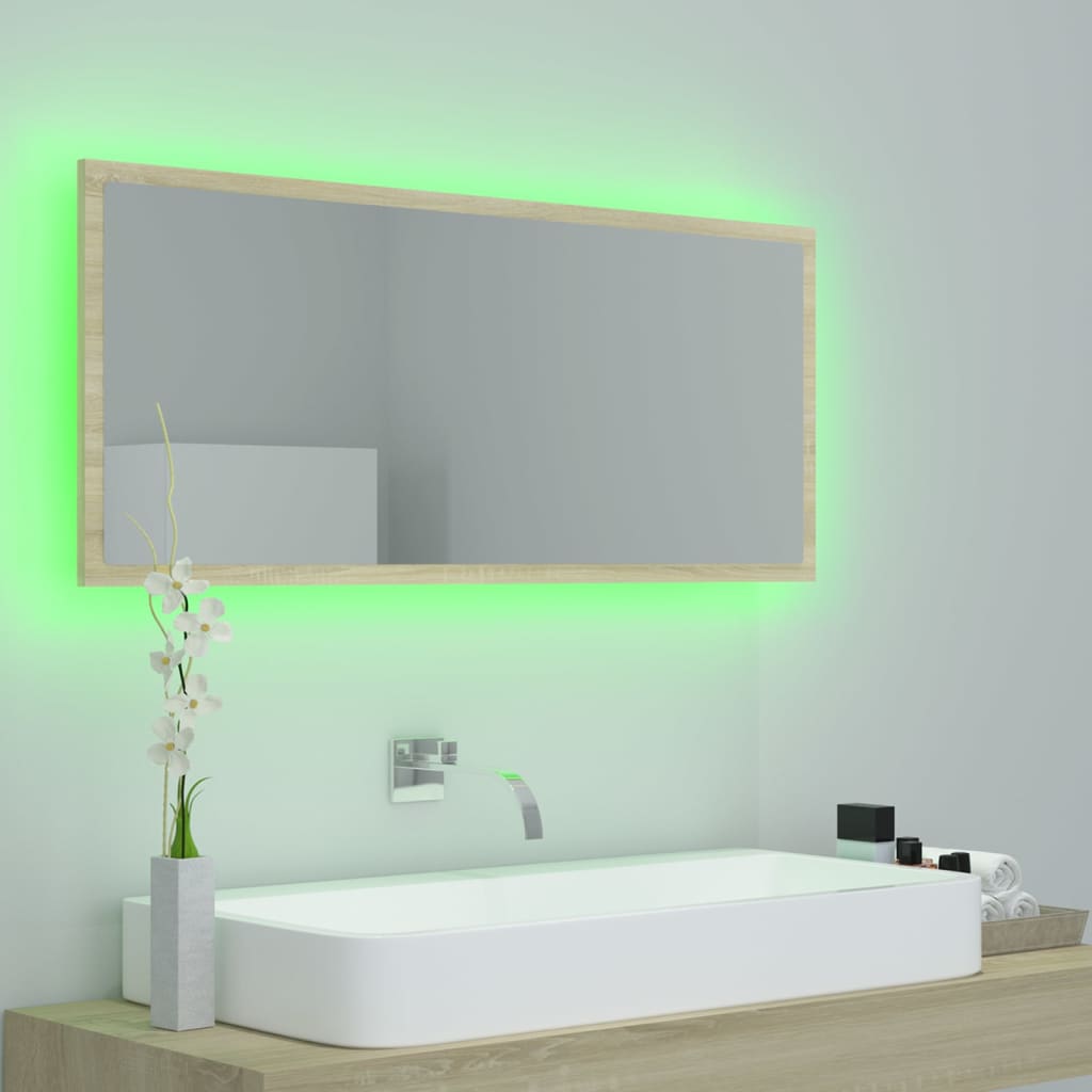 Καθρέφτης Μπάνιου με LED Sonoma Δρυς 100x8,5x37 εκ. Ακρυλικός - Pakobazaar