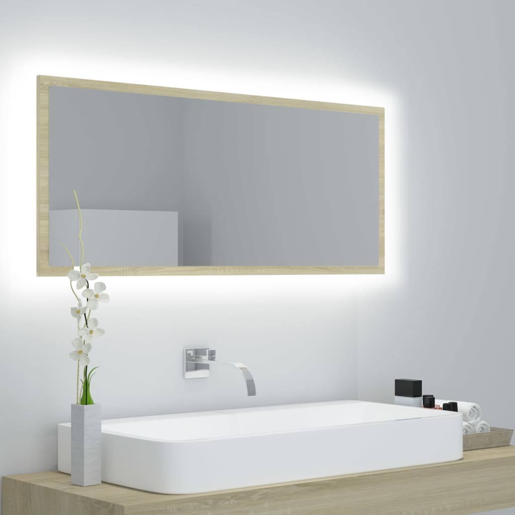 Καθρέφτης Μπάνιου με LED Sonoma Δρυς 100x8,5x37 εκ. Ακρυλικός - Pakobazaar