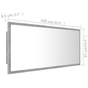 Καθρέφτης Μπάνιου Γκρι Σκυροδέματος 100x8,5x37 εκ. Ακρυλικός - Pakobazaar