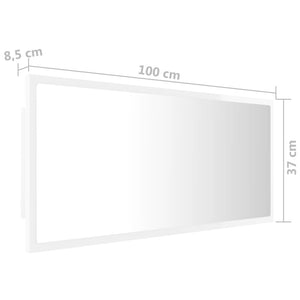 Καθρέφτης Μπάνιου με LED Γυαλ. Λευκό 100x8,5x37εκ. Ακρυλικός - Pakobazaar