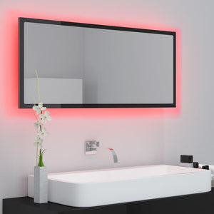 Καθρέφτης Μπάνιου με LED Γυαλ. Μαύρο 100x8,5x37 εκ. Ακρυλικός - Pakobazaar