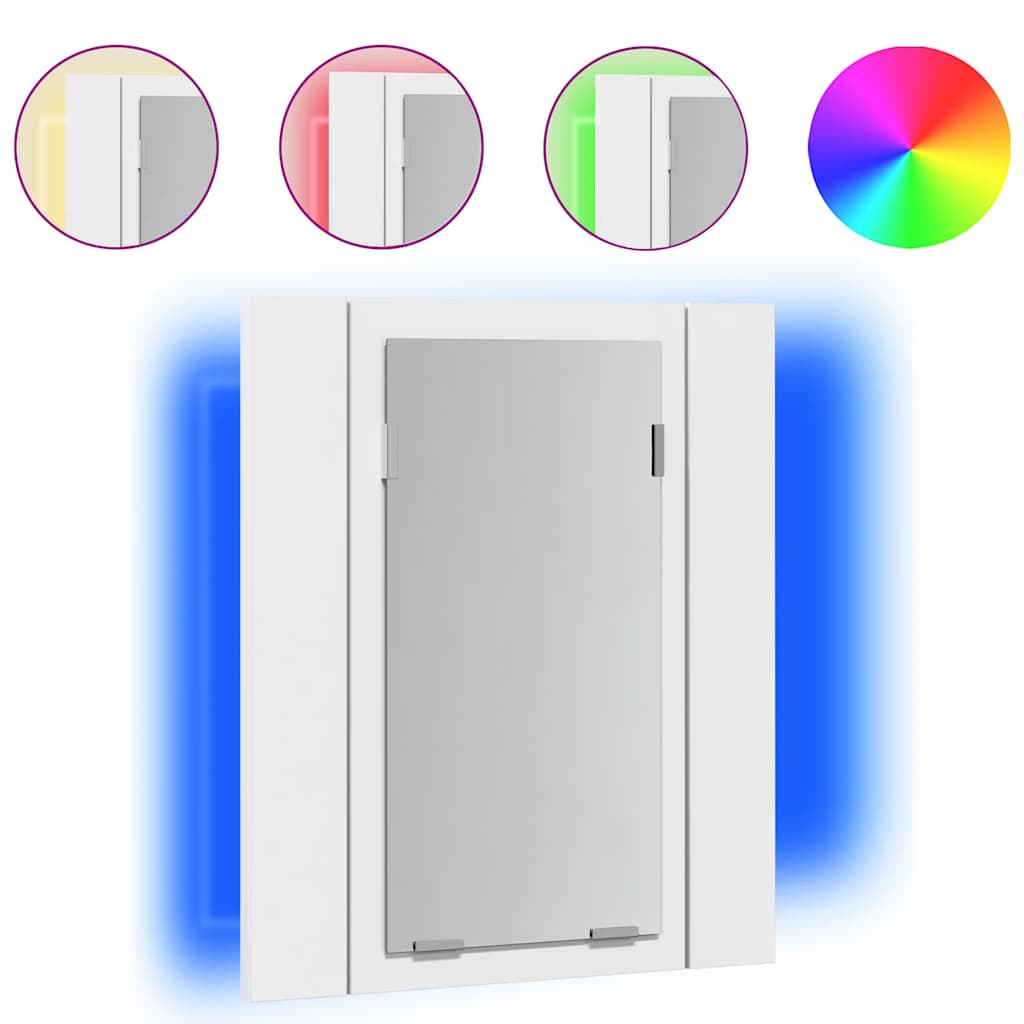 Καθρέφτης Μπάνιου με Ντουλάπι LED Λευκός 40x12x45 εκ. Ακρυλικός - Pakobazaar