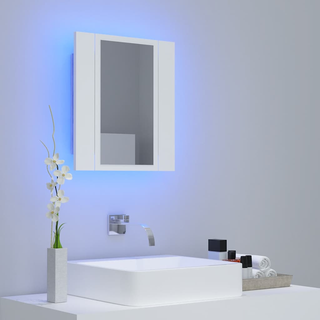 Καθρέφτης Μπάνιου με Ντουλάπι LED Λευκός 40x12x45 εκ. Ακρυλικός - Pakobazaar