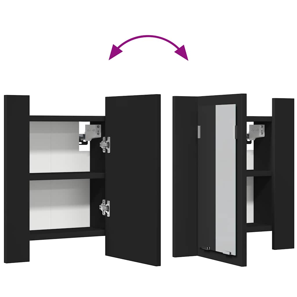 Καθρέφτης Μπάνιου με Ντουλάπι LED Μαύρος 40x12x45 εκ. Ακρυλικός - Pakobazaar