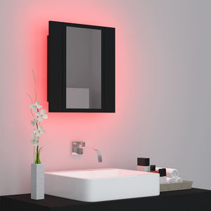 Καθρέφτης Μπάνιου με Ντουλάπι LED Μαύρος 40x12x45 εκ. Ακρυλικός - Pakobazaar
