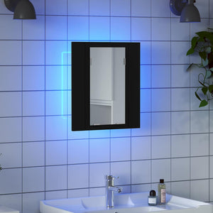 Καθρέφτης Μπάνιου με Ντουλάπι LED Μαύρος 40x12x45 εκ. Ακρυλικός - Pakobazaar