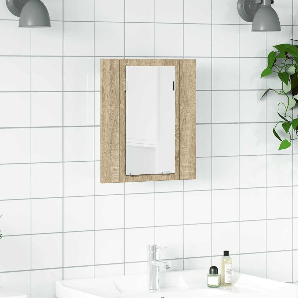 Ντουλάπι Μπάνιου με Καθρέφτη & LED Sonoma Δρυς Ακρυλικός - Pakobazaar