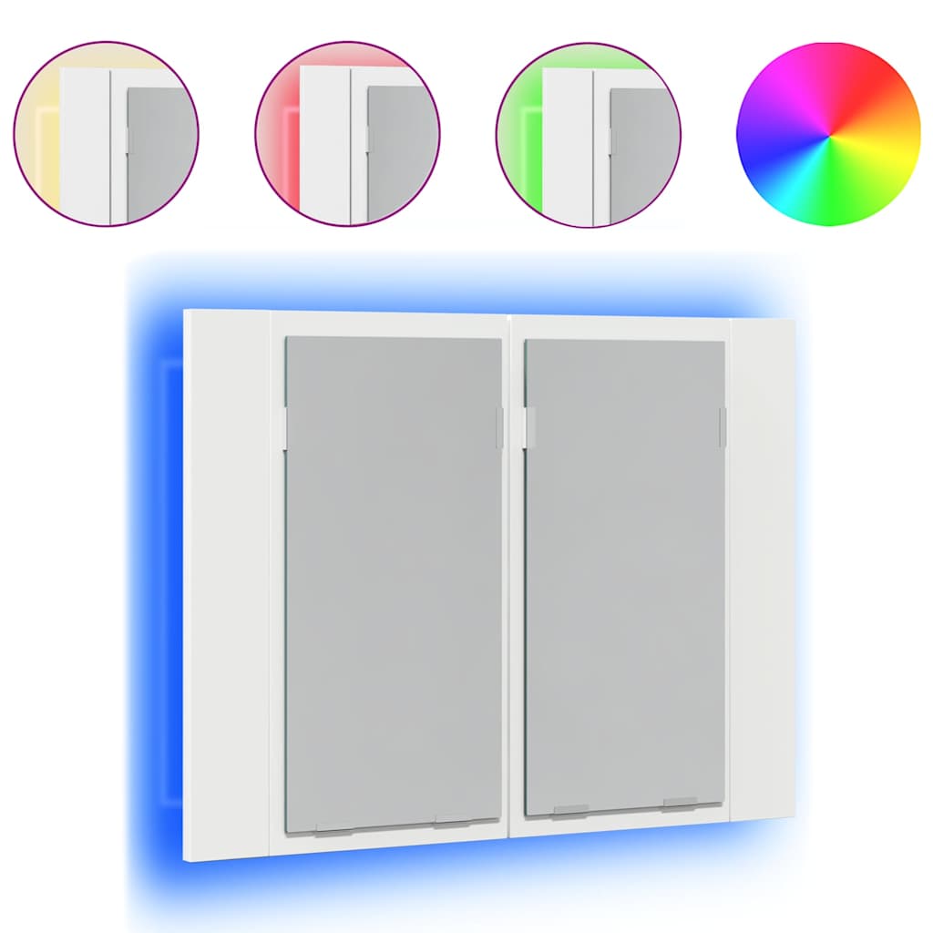 Καθρέφτης Μπάνιου με Ντουλάπι LED Λευκός 60x12x45 εκ. Ακρυλικός - Pakobazaar