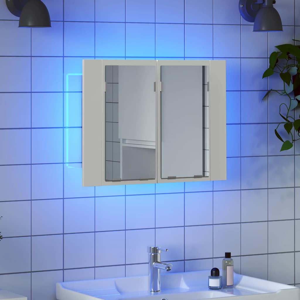 Καθρέφτης Μπάνιου με Ντουλάπι LED Λευκός 60x12x45 εκ. Ακρυλικός - Pakobazaar