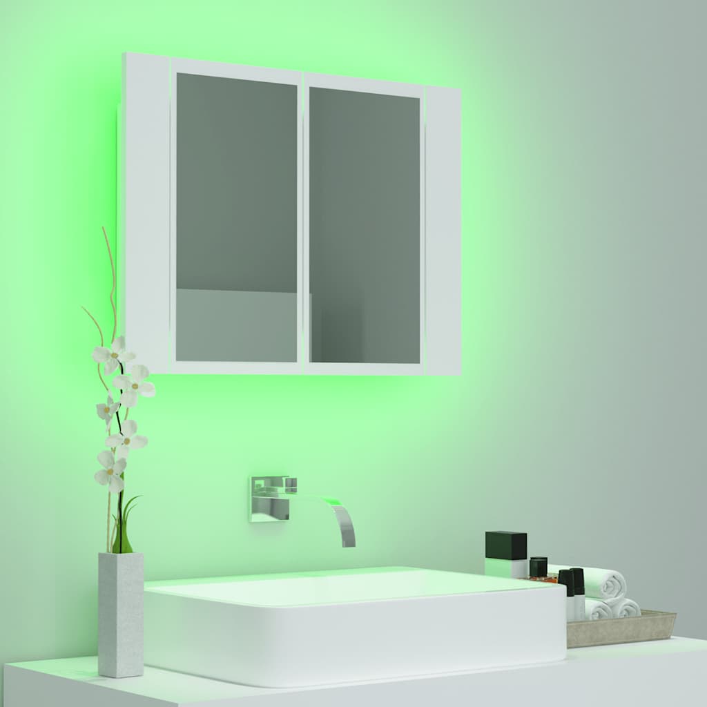 Καθρέφτης Μπάνιου με Ντουλάπι LED Λευκός 60x12x45 εκ. Ακρυλικός - Pakobazaar
