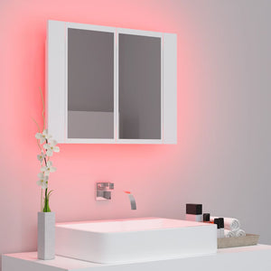 Καθρέφτης Μπάνιου με Ντουλάπι LED Λευκός 60x12x45 εκ. Ακρυλικός - Pakobazaar