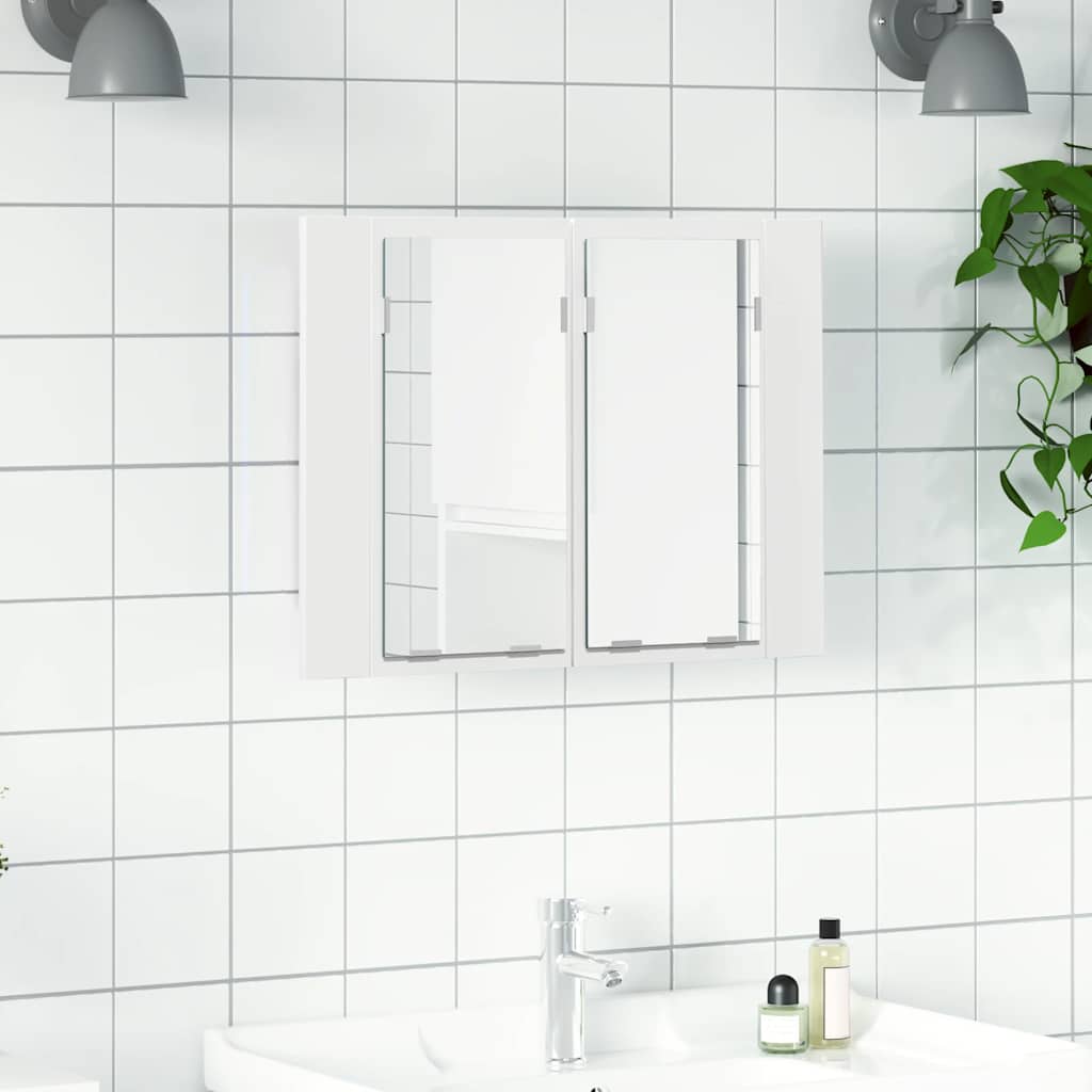 Καθρέφτης Μπάνιου με Ντουλάπι LED Λευκός 60x12x45 εκ. Ακρυλικός - Pakobazaar