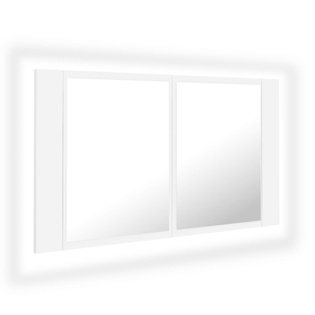 Καθρέφτης Μπάνιου με Ντουλάπι LED Λευκός 80x12x45 εκ. Ακρυλικός - Pakobazaar