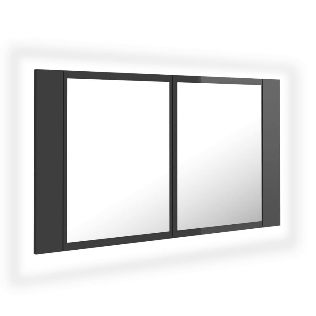 Καθρέφτης Μπάνιου με LED Γυαλιστερό Γκρι 80x12x45 εκ. Ακρυλικός - Pakobazaar