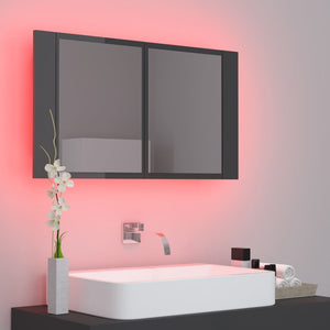 Καθρέφτης Μπάνιου με LED Γυαλιστερό Γκρι 80x12x45 εκ. Ακρυλικός - Pakobazaar