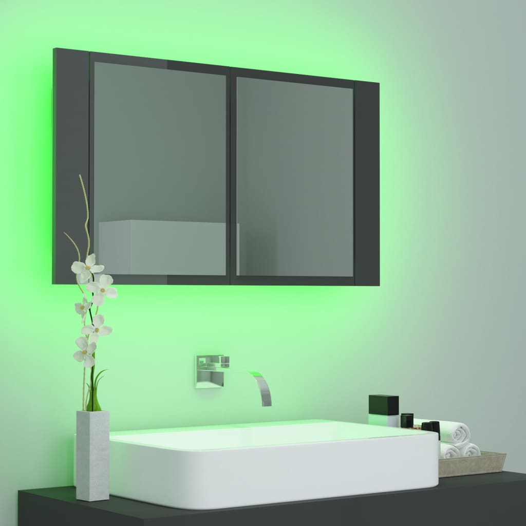Καθρέφτης Μπάνιου με LED Γυαλιστερό Γκρι 80x12x45 εκ. Ακρυλικός - Pakobazaar