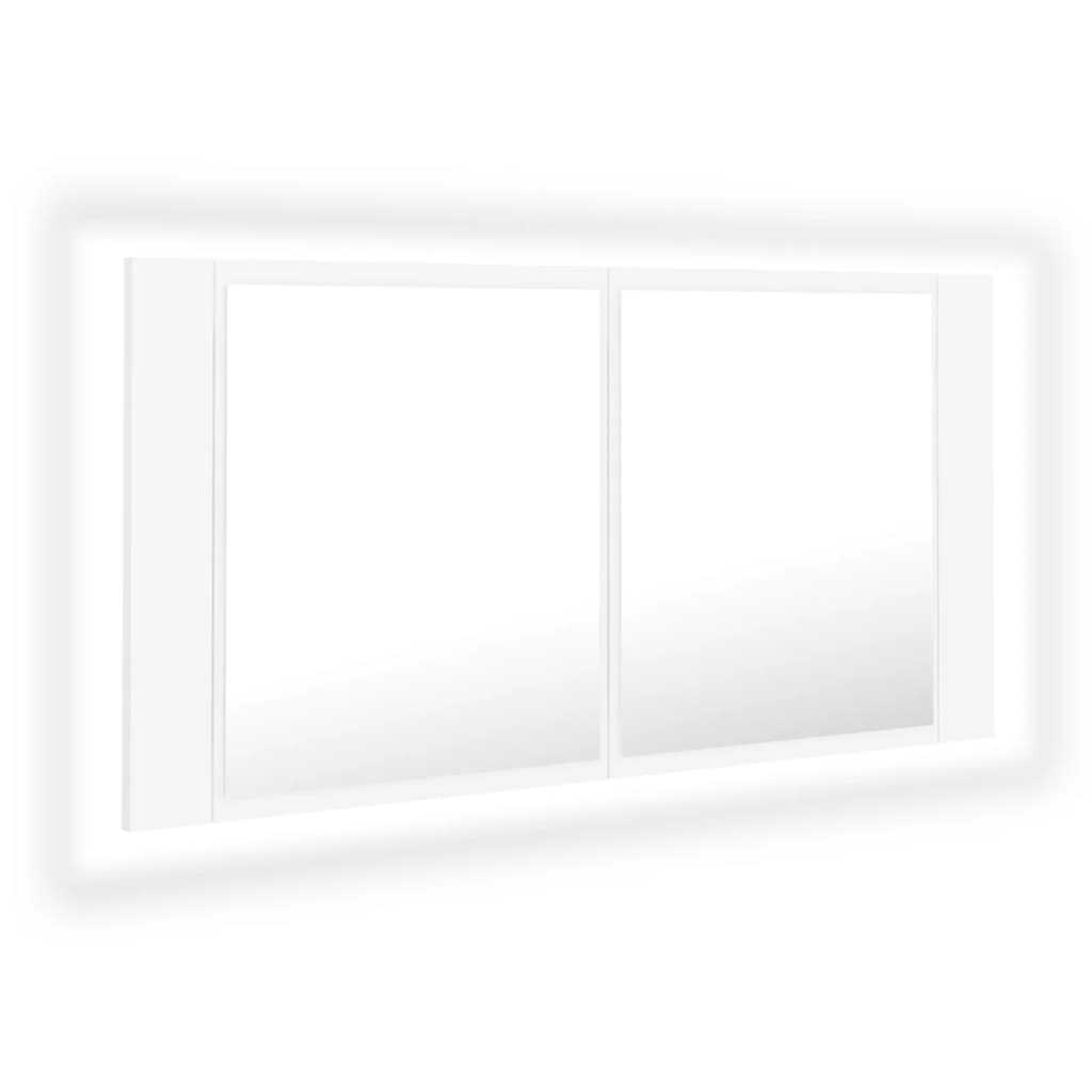 Καθρέφτης Μπάνιου με Ντουλάπι LED Λευκός 90x12x45 εκ. Ακρυλικός - Pakobazaar