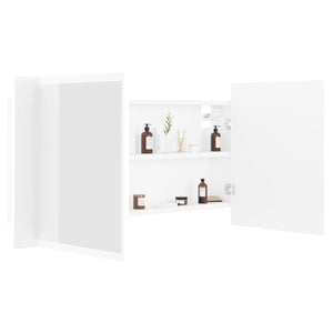 Καθρέφτης Μπάνιου με Ντουλάπι LED Λευκός 90x12x45 εκ. Ακρυλικός - Pakobazaar